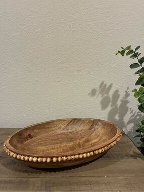 Wood Bead Rim Centerpiece Bowl.